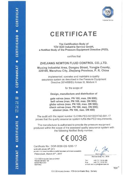 News Events Zhejiang Newton Fluid Control Co Ltd Updated The New Ce Certificate Zhejiang Newton Bellow Valve Co Ltd